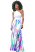 Sexy Multicolor Striped Graffiti Flowy Maxi Skirt
